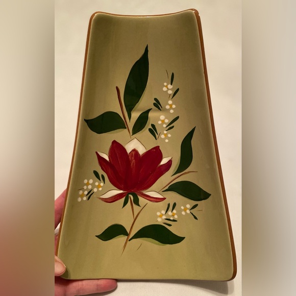 Stangl Pottery 'Magnolia' Footed Relish Tray Curved Dish Mid Century Modern - Picture 4 of 7